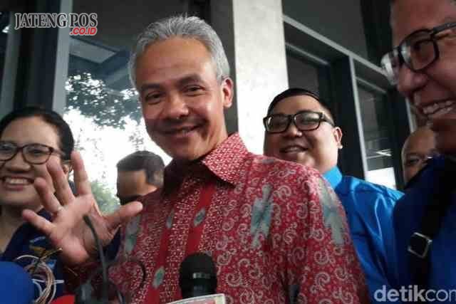 CAGUB:Cagub Ganjar Pranowo saat di kantor DPP Partai Demokrat, Minggu (7/1). Ia mengklaim hari ini akan ada 2 parpol lagi yang menyampaikan dukungan kepadanya.