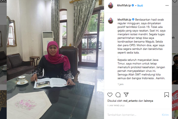 Gubernur Jawa Timur Khofifah Positif COVID-19