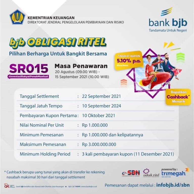 BANK Bjb Tawarkan Kemudahan Transaksi SR015 Secara Online