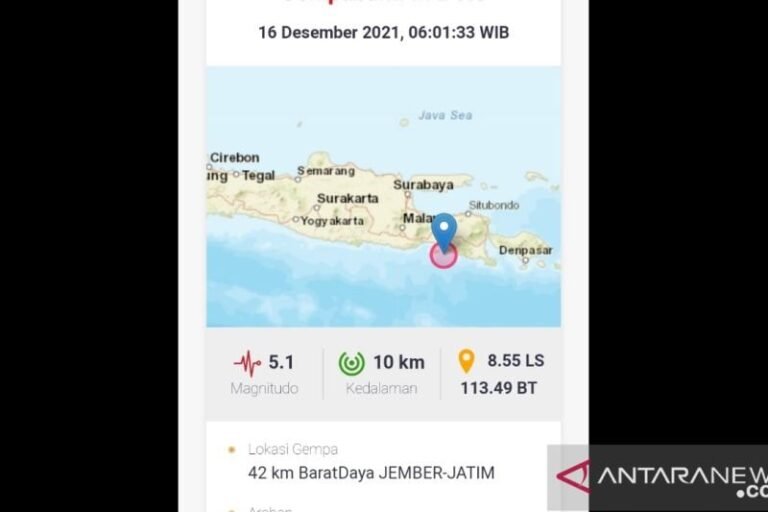 Gempa 5,0 SR Guncang Jember