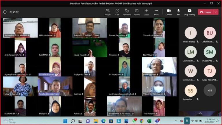 MGMP Seni Budaya  Wonogiri Gelar Pelatihan Menulis Artikel