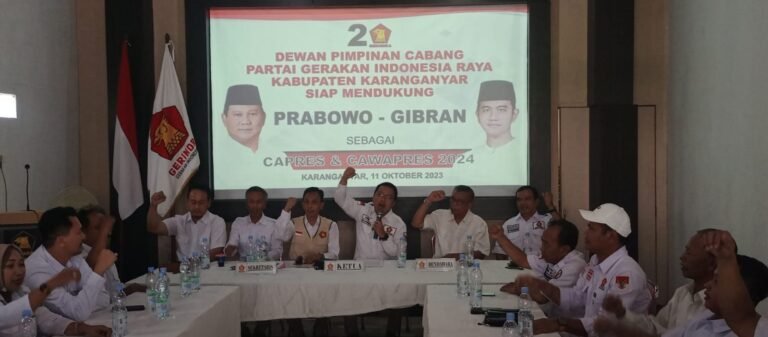 Gibran Sosok Terkuat Dampingi Prabowo Usulan Gerindra Karanganyar di Pilpres 2024