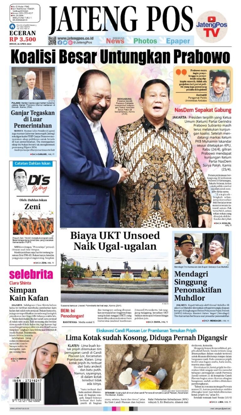 E-Paper Koran Jateng Pos, Jumat 26 April 2024