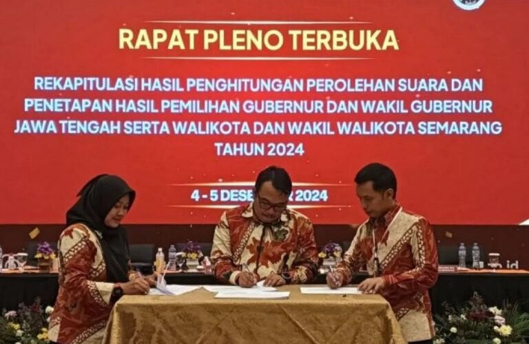 KPU Kota Semarang Menetapkan Agustin – Iswar Menangkan Pilkada 2024