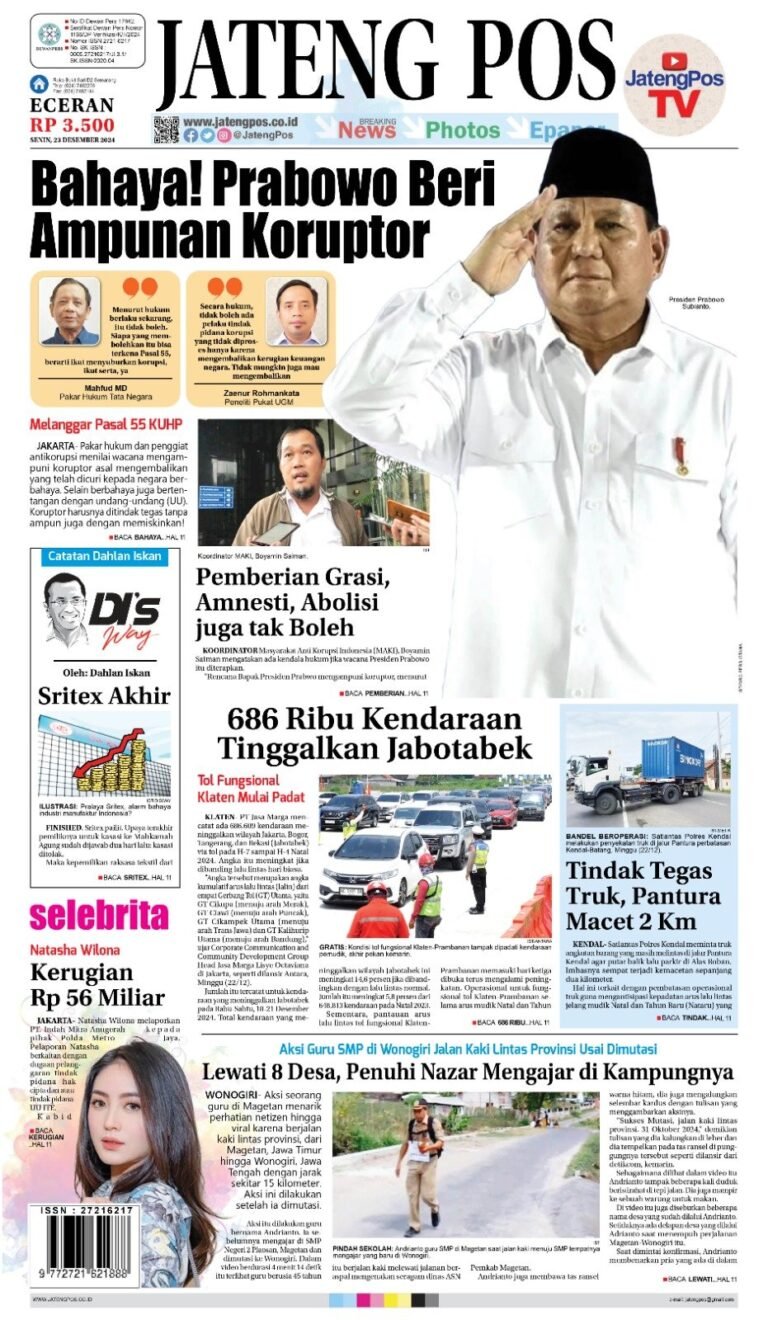 E-Paper Koran Jateng Pos, Senin 23 Desember 2024
