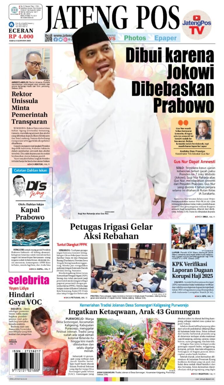 Headline Koran Jateng Pos, Edisi Rabu 06 Agustus 2025