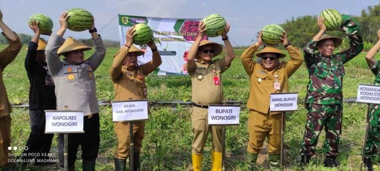 Bupati dan Kapolres Wonogiri Turun Langsung Panen Semangka dan Tanam Cabai