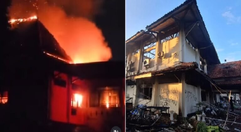 Dibakar Massa Aksi, Bangunan Gedung DPRD Solo Tinggal Kerangka